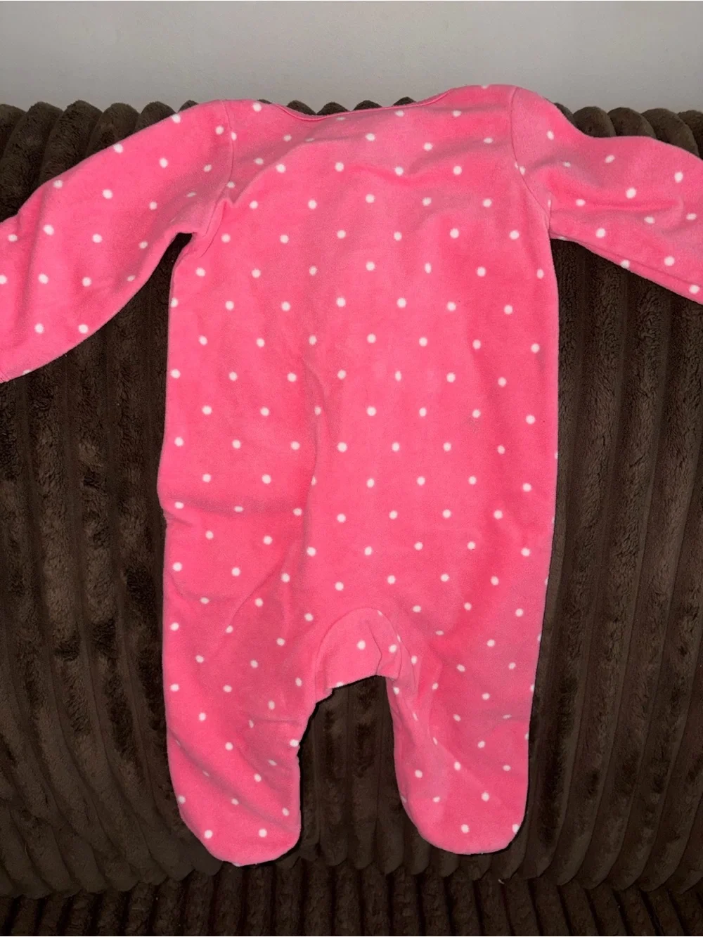Pink Polka Dot Plush Baby One-Piece Sleep 'n Play